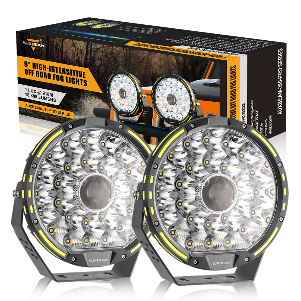 (2PCS/SET) 9 INCH 270W 37776LM 360-PRO SERIES OFFROAD LED DRIVING LIGHTS+AMBER/BLACK COVERS(OPTIONAL)